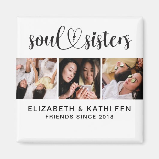 Elegant Best Friends Script Photo Collage Magnet (Voorkant)