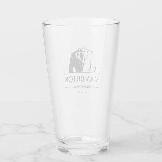 Elegant Best Man Groomsmen Gift Modern Tuxedo Bier Glas (Achterkant)