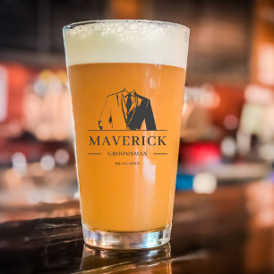 Elegant Best Man Groomsmen Gift Modern Tuxedo Bier Glas