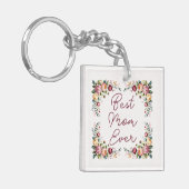Elegant Best Mom Ever Floral Acrylic Keychain (Voorkant Links)
