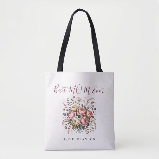 Elegant Best Mom Ever Floral Tote Bag (Voorkant)