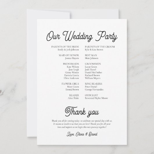 Elegant beste dag ooit bruiloft tijdlijn programma (Achterkant)