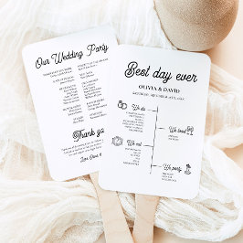 Elegant beste dag ooit bruiloft tijdlijn programma handwaaier