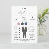 Elegant Beste Man Bruiloft Feest Info Kaart (Staand voorkant)