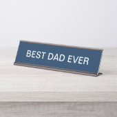 Elegant Beste Papa Ooit Navy Blue Bureau Naambordje (Voorkant)