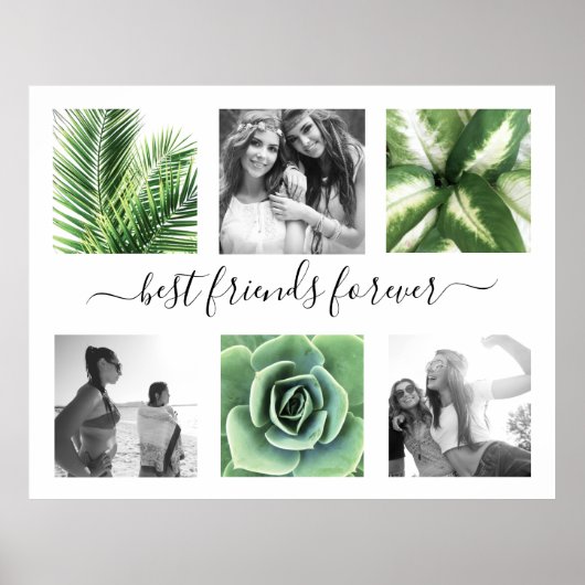 Elegant beste vrienden voor altijd 6 fotocollage poster (Voorkant)