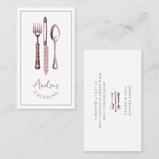Elegant bestek Logo Catering Visitekaartje (Voorkant / Achterkant)