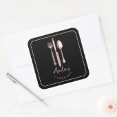 Elegant Bestek Logo Catering Zwart Vierkante Sticker (Envelop)