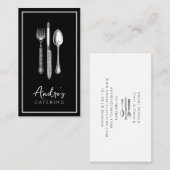 Elegant Bestek Logo Catering Zwart Visitekaartje (Voorkant / Achterkant)