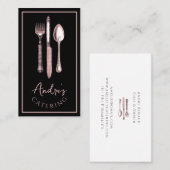Elegant Bestek Logo Catering Zwart Visitekaartje (Voorkant / Achterkant)