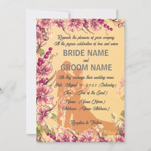 "Elegant betoverd: een  bruiloft Kaart (Voorkant)