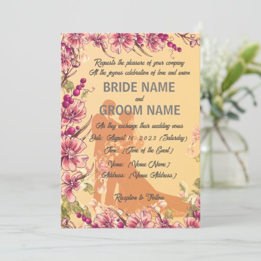 "Elegant betoverd: een  bruiloft Kaart (Staand voorkant)