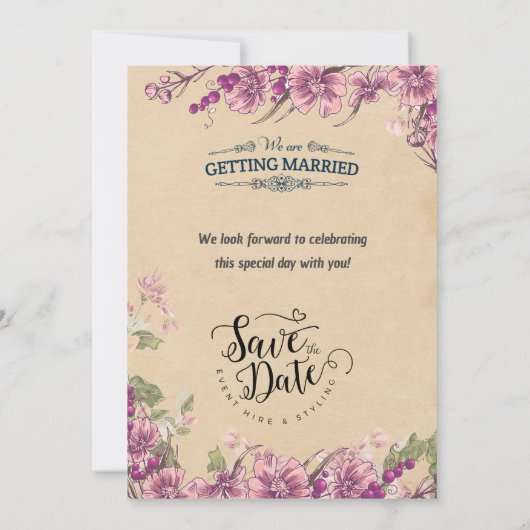 "Elegant betoverd: een bruiloft Kaart (Achterkant)