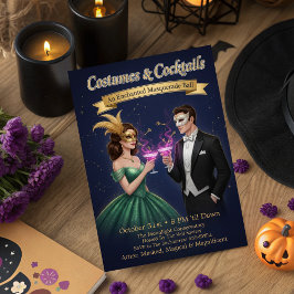 Elegant Betoverd Maskerade Bal Halloween Feest Kaart