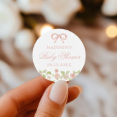 Elegant Betoverd Roze Bloemen Baby shower Ronde Sticker