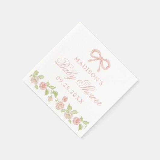 Elegant Betoverd Roze Bloemen Baby shower Servet (Hoek)