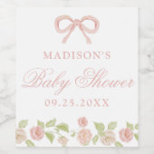 Elegant Betoverd Roze Bloemen Baby shower Wijn Etiket (Enkel label)