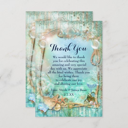 Elegant betoverd Zee strand bedankt kaarten (Voorkant / Achterkant)