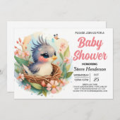 Elegant betoverde Boho Bird Baby shower Kaart (Voorkant / Achterkant)