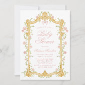 Elegant Betoverde Roze Bloemen Lijst Baby shower Kaart (Voorkant)