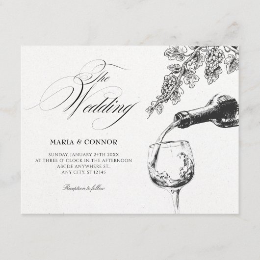 Elegant beverage wine wedding kaart (Voorkant)