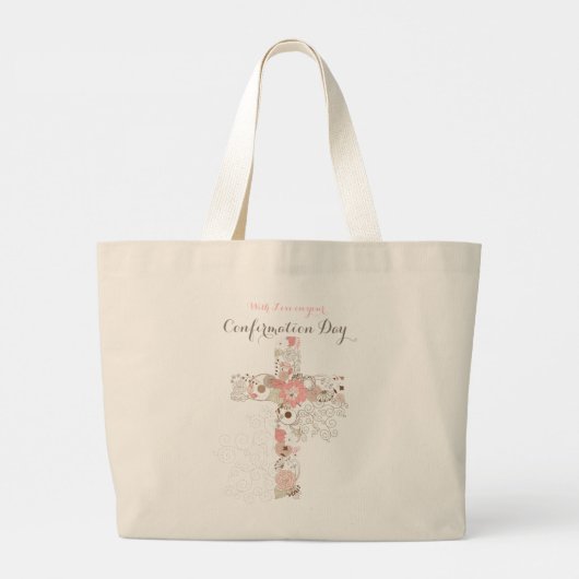 Elegant Bevestiging Floral Cross Grote Tote Bag (Achterkant)