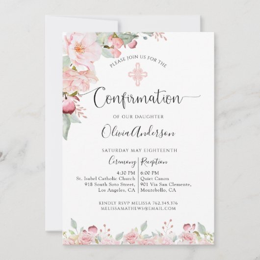 Elegant Bevestiging Roos Goud, Mint Bloemen Kaart (Voorkant)