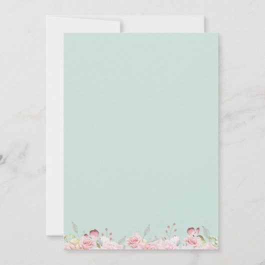 Elegant Bevestiging Roos Goud, Mint Bloemen Kaart (Achterkant)