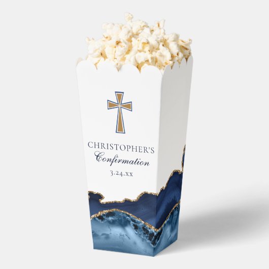 Elegant Bevestigingskruis Navyblauw Goud Popcorn Bedankdoosjes (Popped)