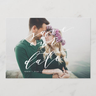 Elegant Bewaar de Date kalligrafie fotokaart Save The Date