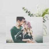 Elegant Bewaar de Date kalligrafie fotokaart Save The Date (Staand voorkant)