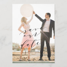 Elegant Bewaar de Date kalligrafie fotokaart Save The Date