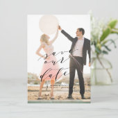 Elegant Bewaar de Date kalligrafie fotokaart Save The Date (Staand voorkant)