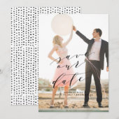 Elegant Bewaar de Date kalligrafie fotokaart Save The Date (Voorkant / Achterkant)
