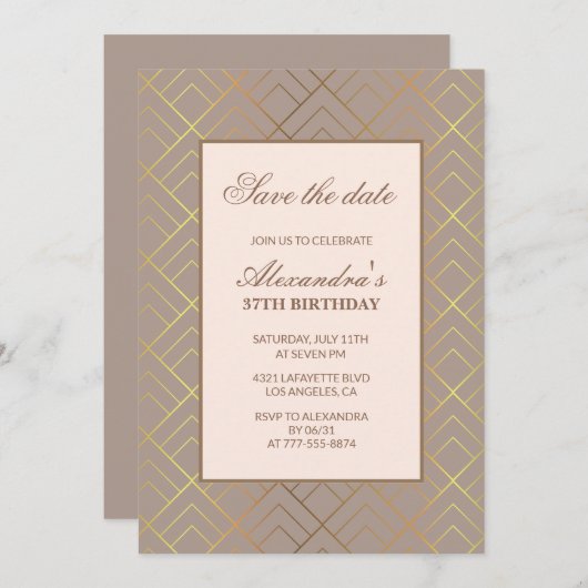 Elegant Bewaar de datum 37e verjaardag uitnodiging (Voorkant / Achterkant)