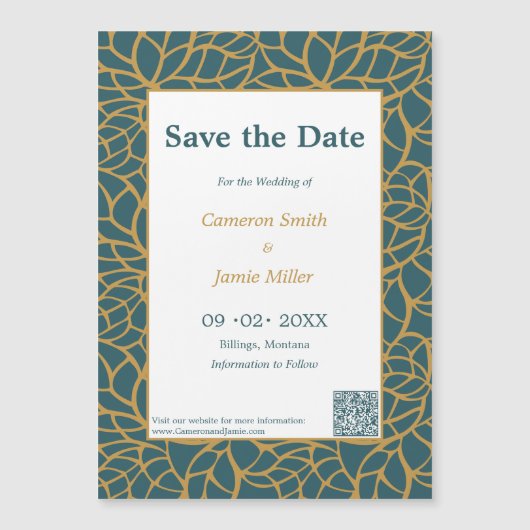 Elegant Bewaar de datum Aztek Gold bladeromtrek Magnetische Uitnodiging (Voorkant)