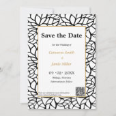 Elegant Bewaar de datum Black Foliage uitnodiging (Voorkant)