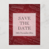 Elegant Bewaar de datum Bladmuziek Rood Aankondigingskaart (Voorkant)