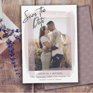 Elegant Bewaar de datum Blush Pink & Photo Save The Date