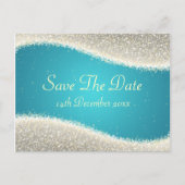 Elegant Bewaar de datum Dazzling Sparkles Turquois Aankondigingskaart (Voorkant)