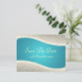 Elegant Bewaar de datum Dazzling Sparkles Turquois Aankondigingskaart (Staand voorkant)