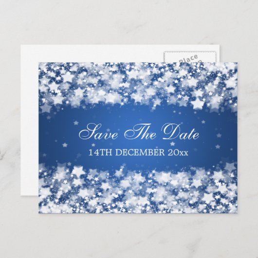 Elegant Bewaar de datum Duizelingwekkende sterren  Aankondigingskaart (Voorkant / Achterkant)