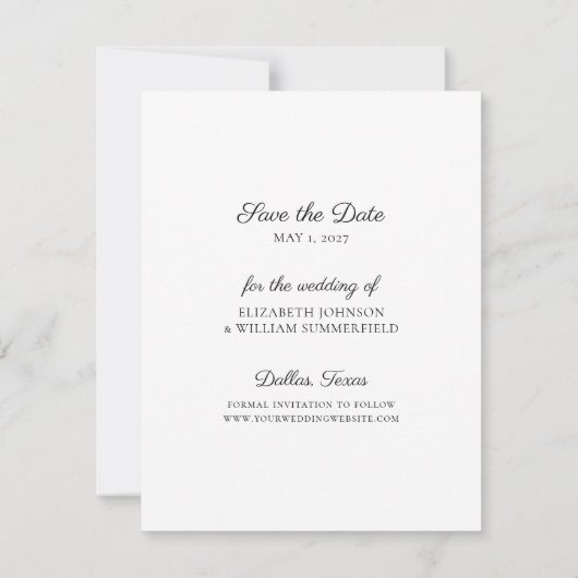 Elegant Bewaar de datum Foto bruiloft aankondiging (Achterkant)