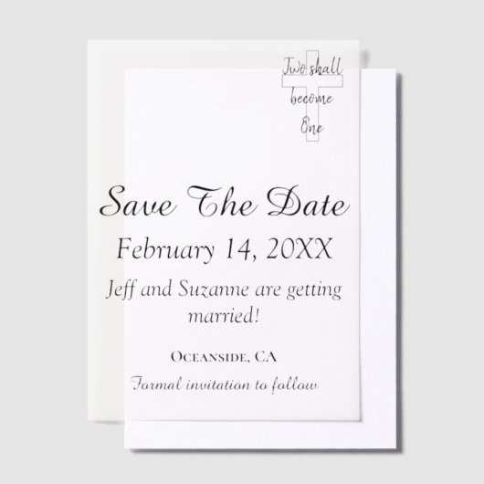 Elegant Bewaar de datum foto overlay Christelijk Vellum Uitnodigingen (Offset)