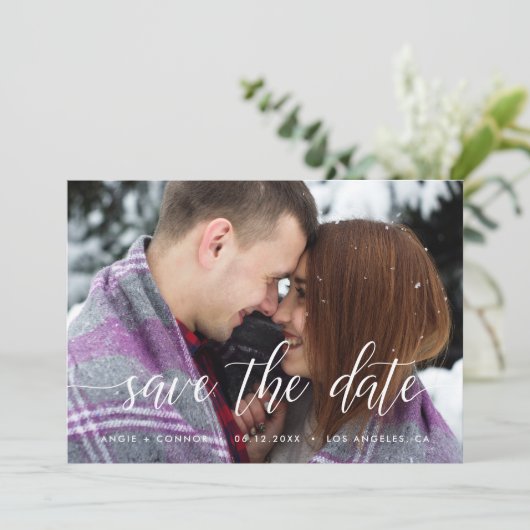 Elegant Bewaar de datum fotokaart Save The Date (Staand voorkant)
