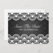 Elegant Bewaar de datum geschulpte patroon zwart Aankondigingskaart (Voorkant / Achterkant)
