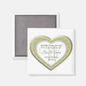 Elegant Bewaar de datum Glitter Heart Gold White Magneet (Voorkant / Achterkant)