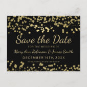 Elegant Bewaar de datum Gold Folie Look Confetti Aankondigingskaart (Voorkant)