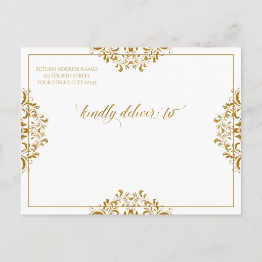 Elegant Bewaar de Datum Goud Aankondigingskaart (Achterkant)