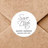Elegant Bewaar de datum Huwelijksenvelop Ronde Sticker